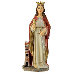 Saint Barbara, resin statue with golden details, 8 in