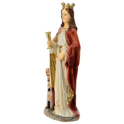 Saint Barbara, resin statue with golden details, 8 in 3