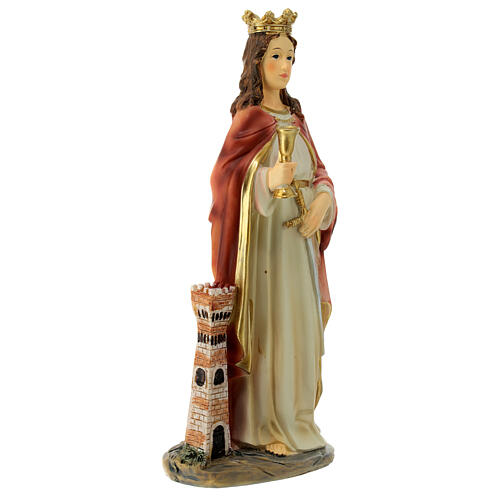 Saint Barbara, resin statue with golden details, 8 in 4