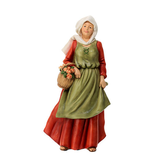 Estatua mujer con flores natividad material infrangible 40 cm exterior 1