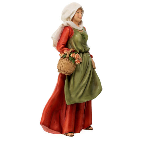 Estatua mujer con flores natividad material infrangible 40 cm exterior 3