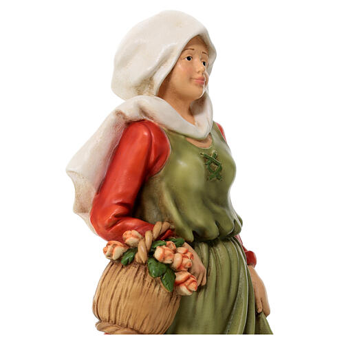 Estatua mujer con flores natividad material infrangible 40 cm exterior 4