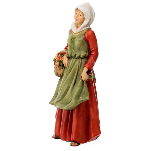 Estatua mujer con flores natividad material infrangible 40 cm exterior 5