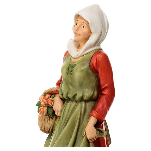 Estatua mujer con flores natividad material infrangible 40 cm exterior 6