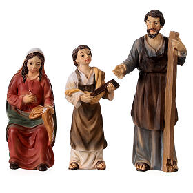 Childhood scene for Easter creche, resin set of 3 statues, 9 cm