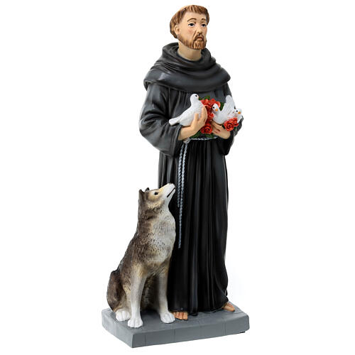 Statue of Saint Francis with wolf, unbreakable material, 12 in 3