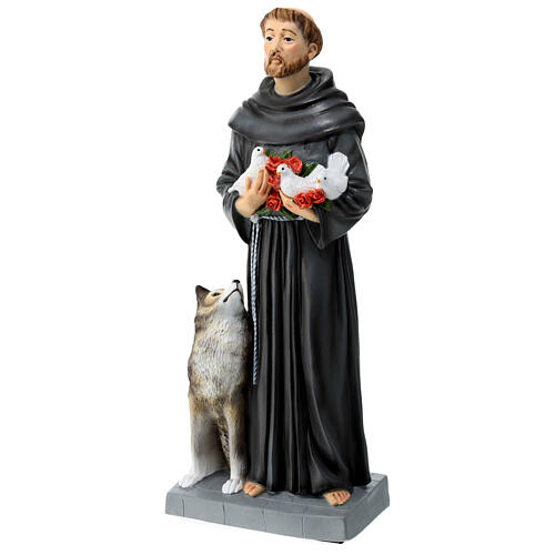 Statue of Saint Francis with wolf, unbreakable material, 12 in 5