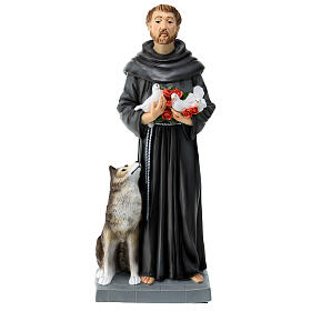 Saint Francis statue with wolf, unbreakable material 30 cm