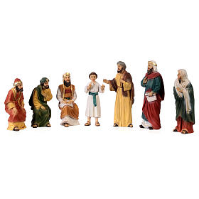 Jesus with doctors in the Temple, resin set of 7 statues, Easter creche of 9 cm