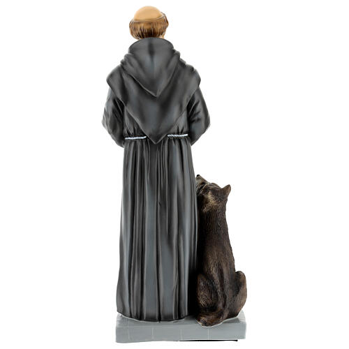 Franziskus und der Wolf, Statue, aus unzerbrechlichem Material, 40 cm, AUßEN 6