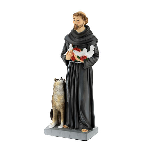 Saint Francis with wolf, unbreakable statue of 16 in 3