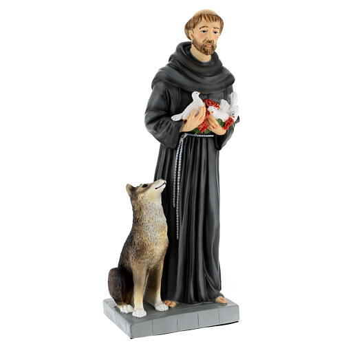 Saint Francis with wolf, unbreakable statue of 16 in 5