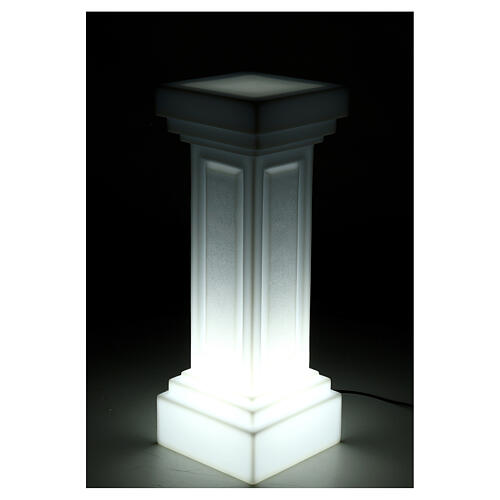 Coluna branca pérola iluminada para estátua h 85 cm 2