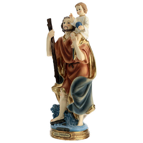 Heiliger Christopherus, Heiligenfigur, aus farbig gefassten Resin, 40 cm 3