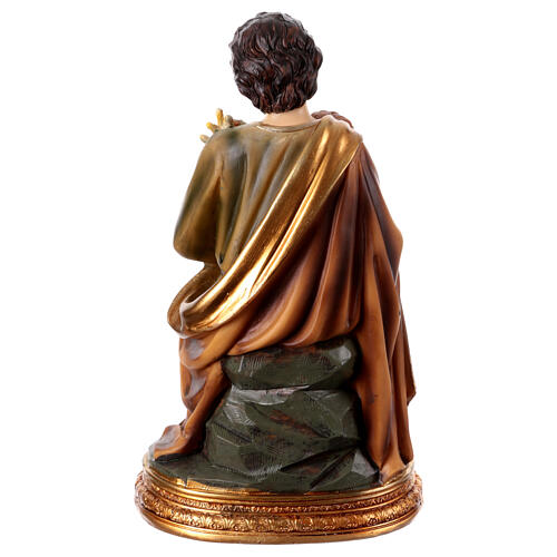 Statuina San Giuseppe seduto con bambino giglio resina colorata 20 cm 5