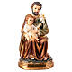San Giuseppe resina statuina 15 cm seduto Gesù bambino in braccio giglio s1