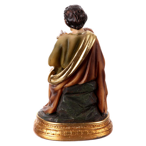 Statue of St Joseph sitting with Jesus Child, painted resin, 4 in 4