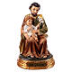 Saint Joseph assis statuette 10 cm résine colorée avec Enfant Jésus s1