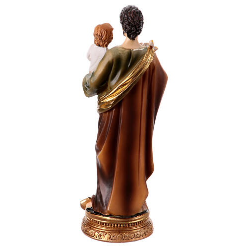 Statuina 15 cm San Giuseppe con bambino giglio resina colorata 4