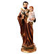 Statuina 15 cm San Giuseppe con bambino giglio resina colorata s1