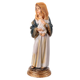 Maria mit dem Jesuskind im Arm, Heiligenfigur, aus farbig gefassten Resin, 10 cm