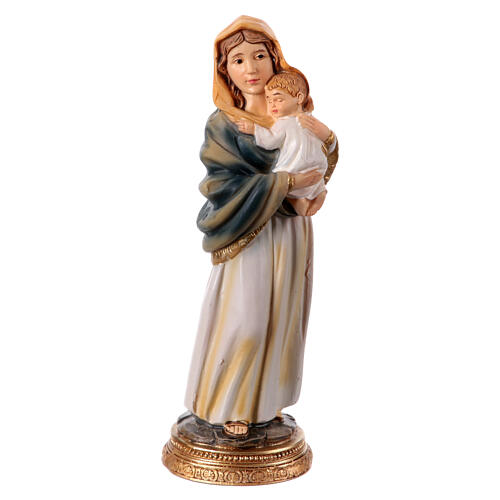 Maria mit dem Jesuskind im Arm, Heiligenfigur, aus farbig gefassten Resin, 10 cm 1