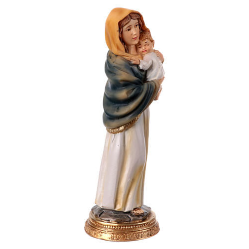 Maria mit dem Jesuskind im Arm, Heiligenfigur, aus farbig gefassten Resin, 10 cm 3