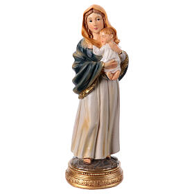 Maria mit dem Jesuskind im Arm, Heiligenfigur, aus farbig gefassten Resin, 15 cm