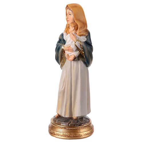 Maria mit dem Jesuskind im Arm, Heiligenfigur, aus farbig gefassten Resin, 15 cm 2