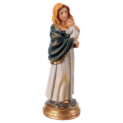 Maria mit dem Jesuskind im Arm, Heiligenfigur, aus farbig gefassten Resin, 15 cm 3