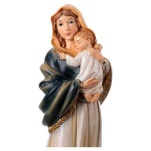 Maria mit dem schlafenden Jesuskind im Arm, Heiligenfigur, aus farbig gefassten Resin, 20 cm 2