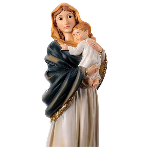 Estatua 30 cm Virgen con Niño descansando resina coloreada 2