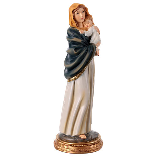 Estatua 30 cm Virgen con Niño descansando resina coloreada 4