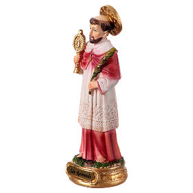 St Raymond with monstrance and martyr's palm, handpainted resin figurine, 5 in