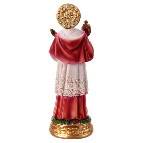 St Raymond with monstrance and martyr's palm, handpainted resin figurine, 5 in 4