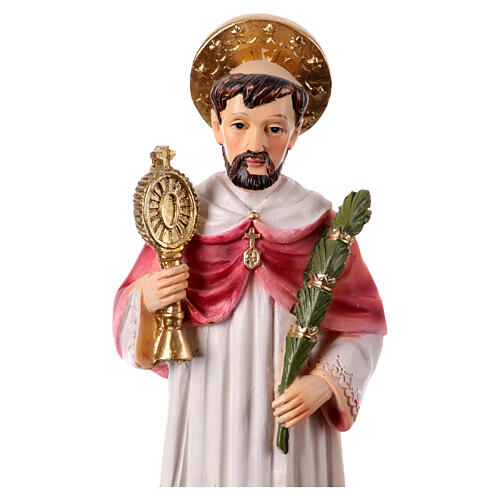 St Raymond, handpainted resin statue, golden base, 8 in 2