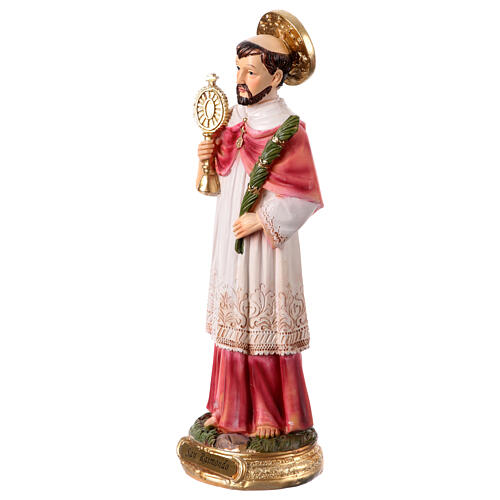 St Raymond, handpainted resin statue, golden base, 8 in 3