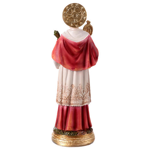 St Raymond, handpainted resin statue, golden base, 8 in 5