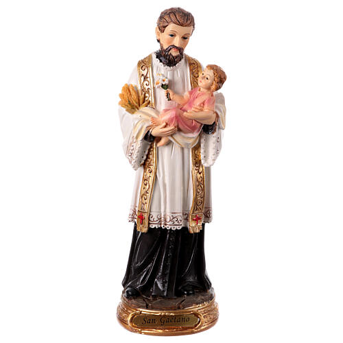 Statuina San Gaetano 20 cm resina colorata dipinta a mano 1