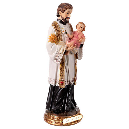 Statuina San Gaetano 20 cm resina colorata dipinta a mano 4