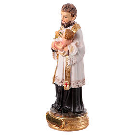 St Cajetan and Child statue 12 cm hand-painted colored resin