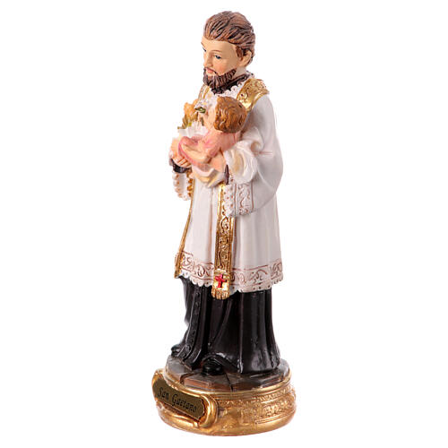 St Cajetan and Child statue 12 cm hand-painted colored resin 2