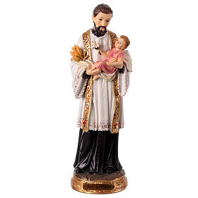 Estatua San Cayetano con Niño Jesús 30 cm resina pintada a mano