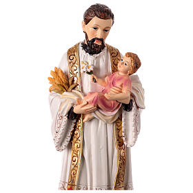 Statue of St Cajetan and Child 30 cm hand-painted colored resin