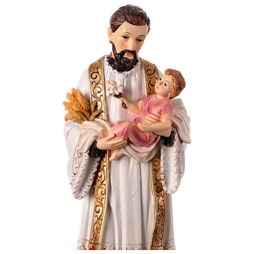 Statue of St Cajetan and Child 30 cm hand-painted colored resin 2