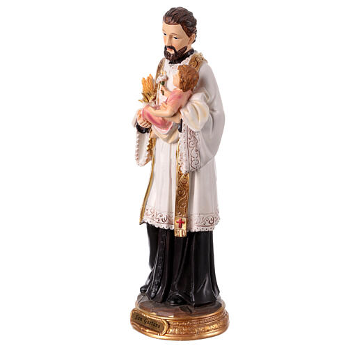 Statue of St Cajetan and Child 30 cm hand-painted colored resin 3