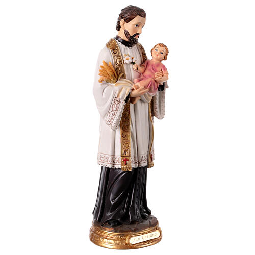 Statue of St Cajetan and Child 30 cm hand-painted colored resin 4