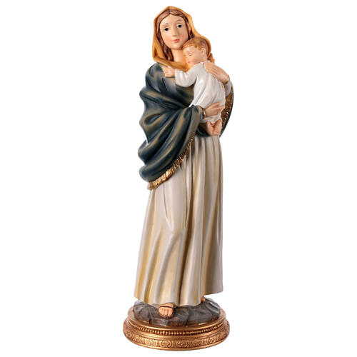 Statua Madonna in piedi con bimbo che dorme in braccio 40 cm resina 1