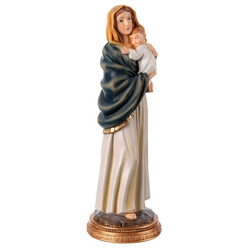 Statua Madonna in piedi con bimbo che dorme in braccio 40 cm resina 4