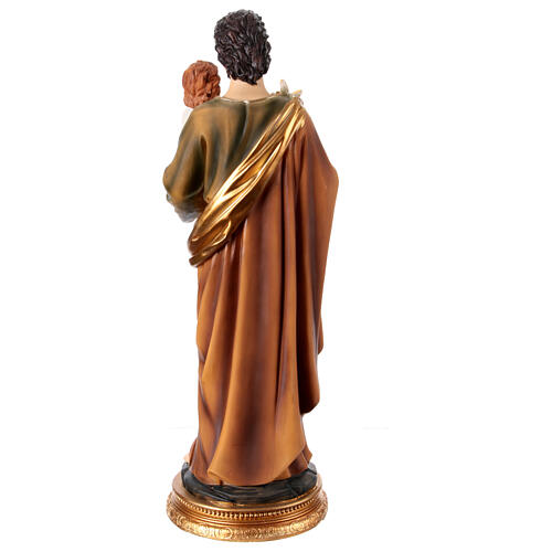 Estatua San José de pie lirio Niño Jesús 40 cm resina base dorada 6